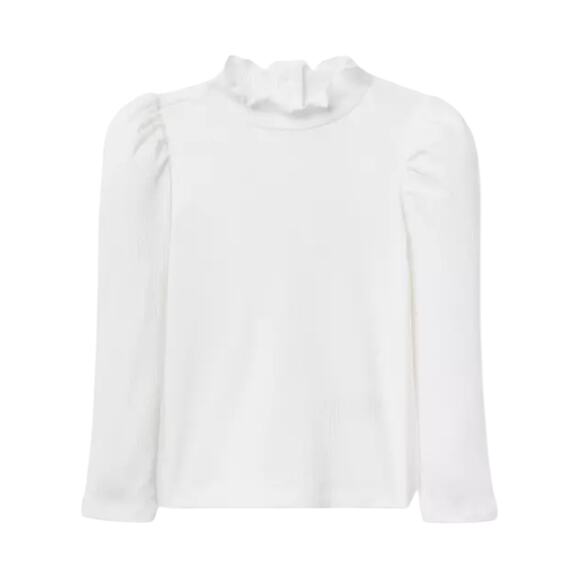 Janie and Jack Ribbed Balloon Sleeve Turtleneck, Size 5, Jet Ivory - Picture 1 of 10